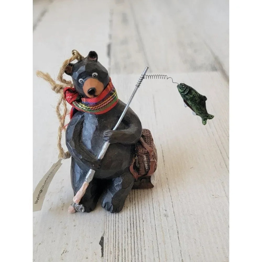 Rustic black bear fishing nets ornament Xmas‎ scarf bass